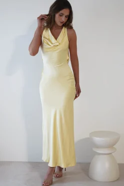 Leah Cowl Neckline Maxi Dress | Yellow