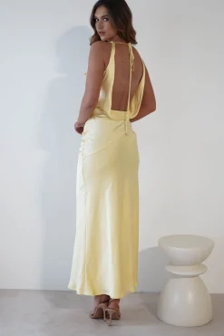 Leah Cowl Neckline Maxi Dress | Yellow