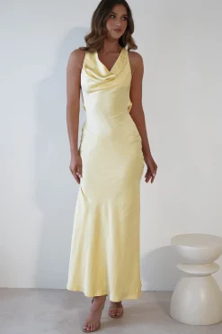 Leah Cowl Neckline Maxi Dress | Yellow