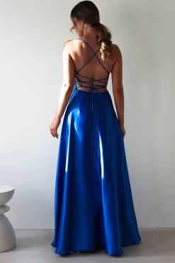 Leelie Silky Satin Maxi Gown | Royal Blue