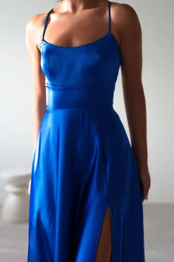 Leelie Silky Satin Maxi Gown | Royal Blue