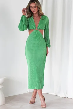 Lennon Ribbed Cut Out Maxi Dress | Green