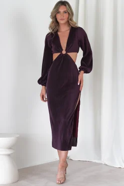 Lennon Ribbed Cut Out Maxi Dress | Dark Purple