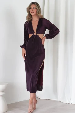Lennon Ribbed Cut Out Maxi Dress | Dark Purple