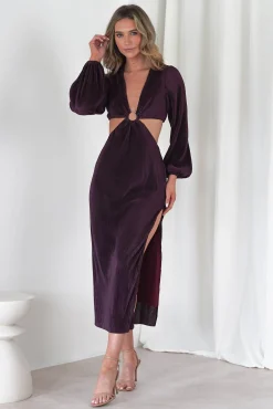 Lennon Ribbed Cut Out Maxi Dress | Dark Purple