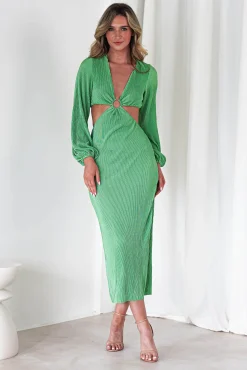 Lennon Ribbed Cut Out Maxi Dress | Green