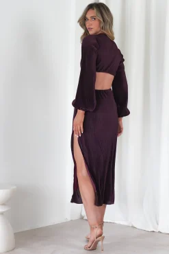 Lennon Ribbed Cut Out Maxi Dress | Dark Purple