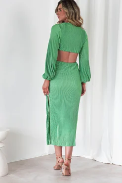 Lennon Ribbed Cut Out Maxi Dress | Green