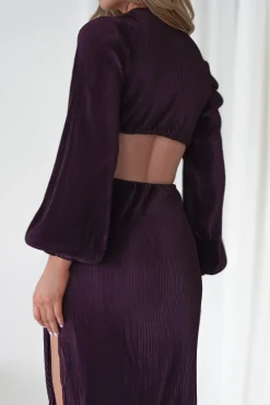 Lennon Ribbed Cut Out Maxi Dress | Dark Purple