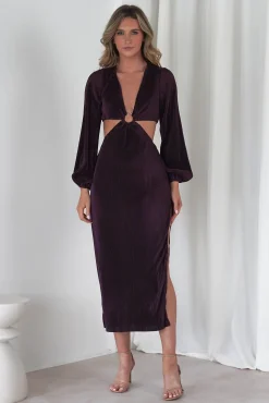 Lennon Ribbed Cut Out Maxi Dress | Dark Purple
