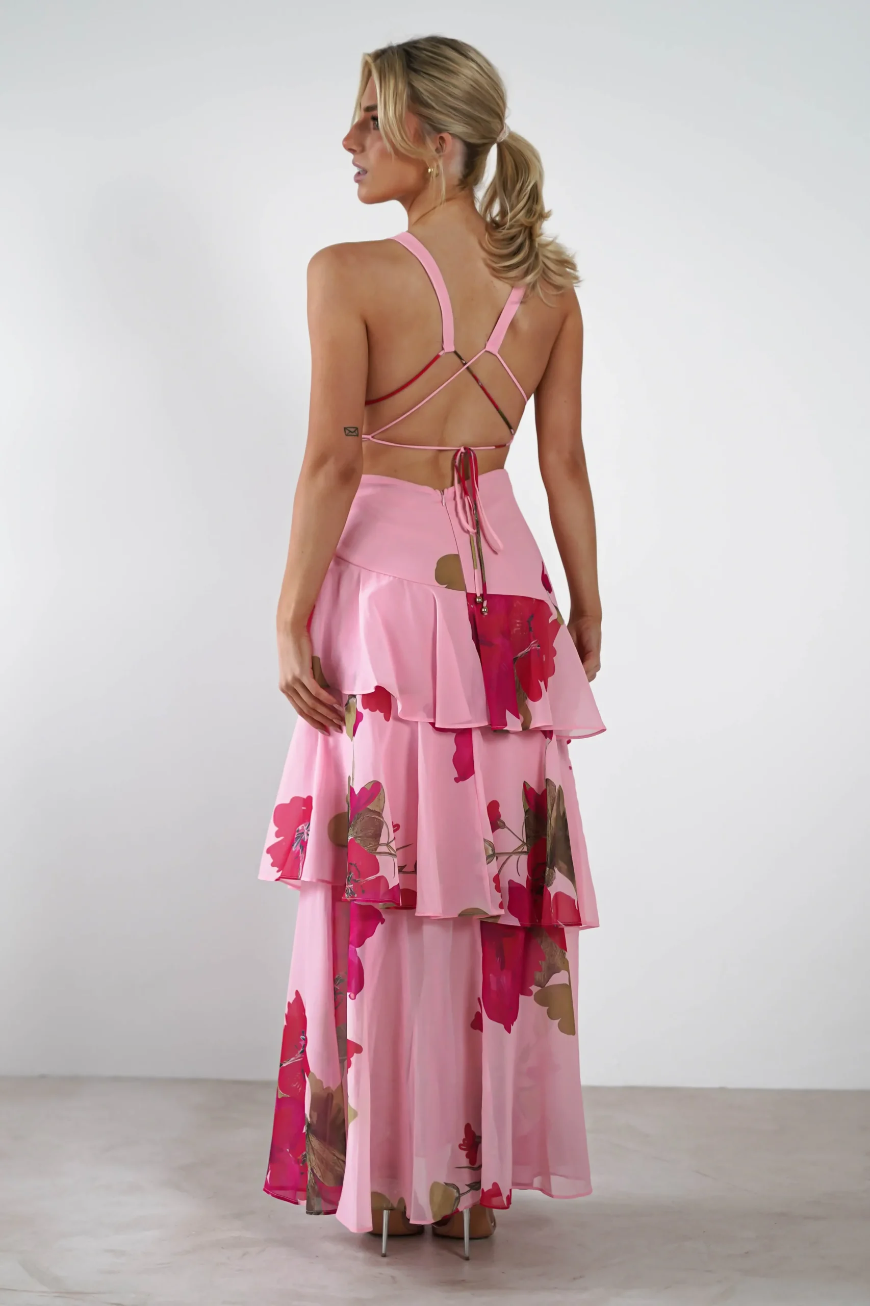 Lenora Floral Print Maxi Dress | Pink