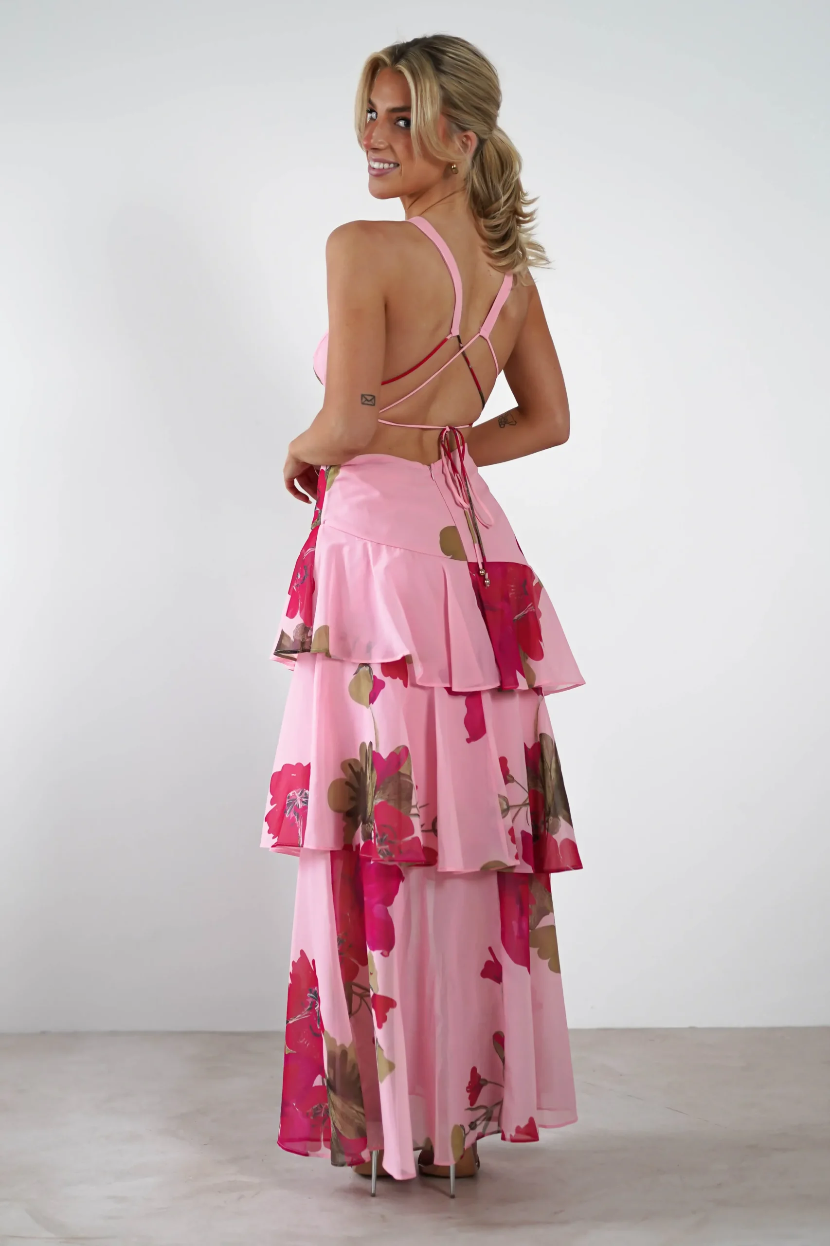 Lenora Floral Print Maxi Dress | Pink