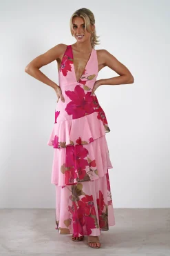 Lenora Floral Print Maxi Dress | Pink