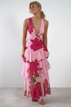 Lenora Floral Print Maxi Dress | Pink