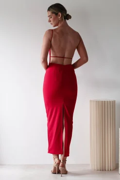 Letty Square Neck Maxi Dress | Red