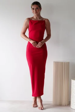 Letty Square Neck Maxi Dress | Red