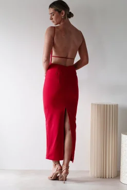 Letty Square Neck Maxi Dress | Red