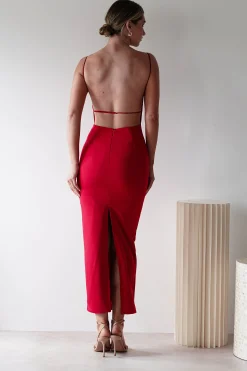 Letty Square Neck Maxi Dress | Red