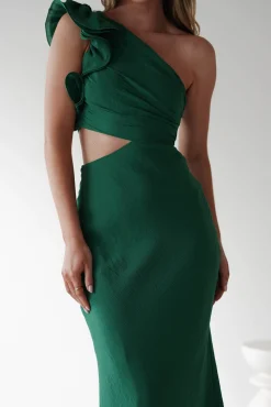 Logen Ruffle Sleeve Midaxi | Forest Green