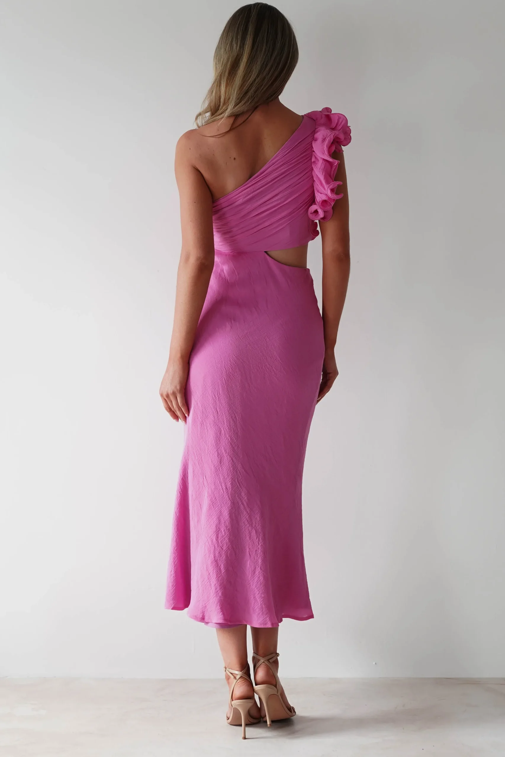 Logen Ruffle Sleeve Midaxi | Pink