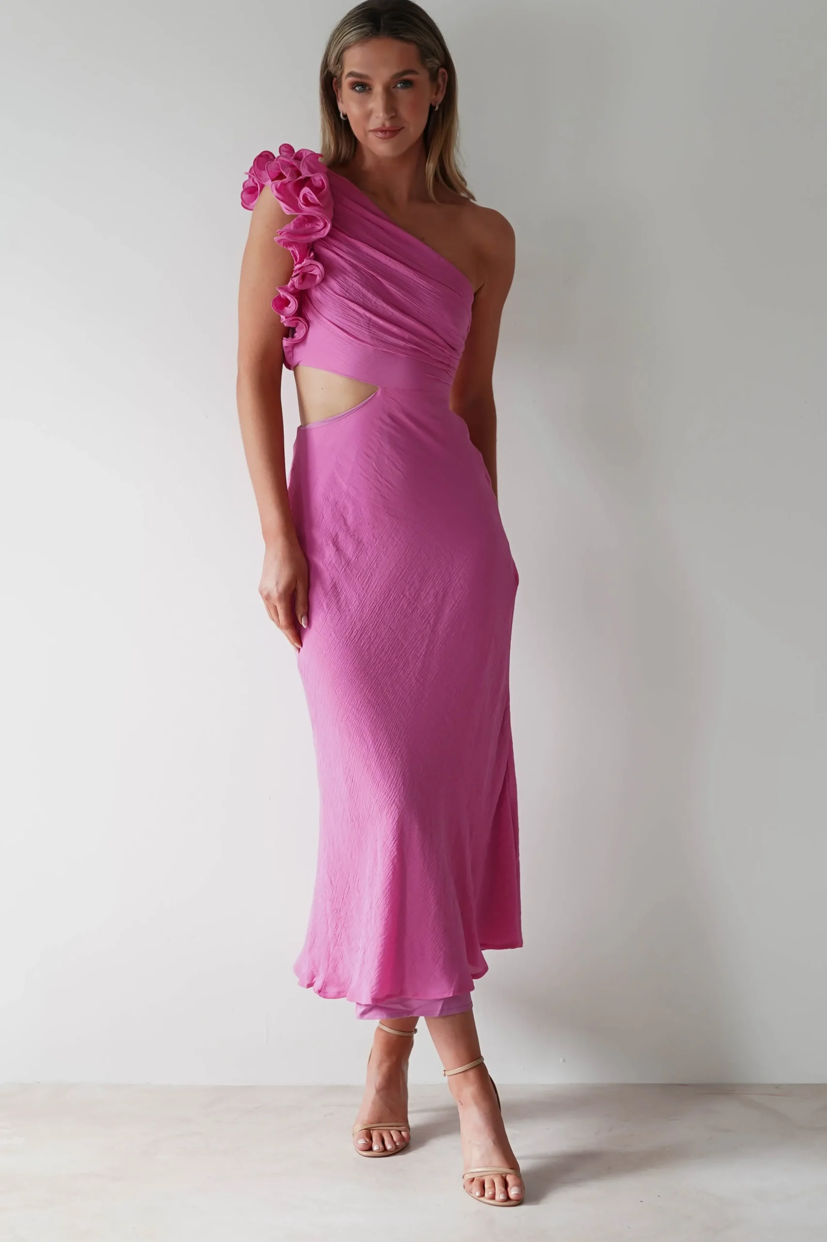 Logen Ruffle Sleeve Midaxi | Pink