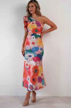 Logen Ruffle Sleeve Midaxi | Orange Floral Print