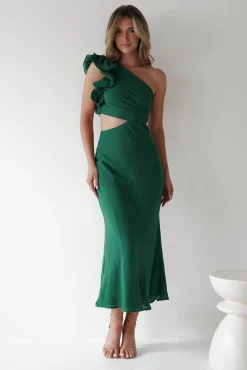 Logen Ruffle Sleeve Midaxi | Forest Green