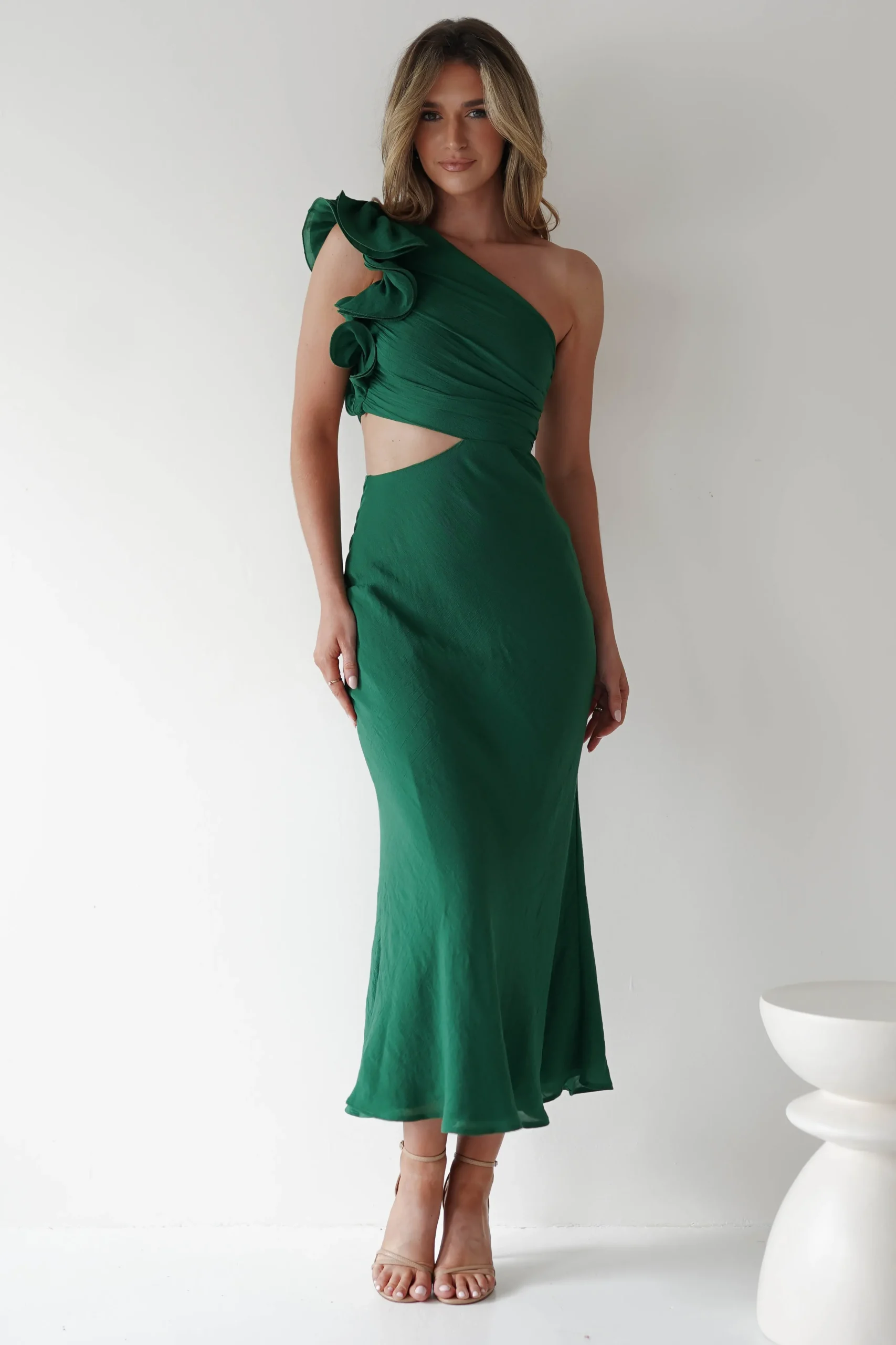 Logen Ruffle Sleeve Midaxi | Forest Green