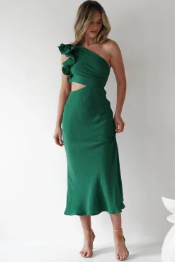 Logen Ruffle Sleeve Midaxi | Forest Green