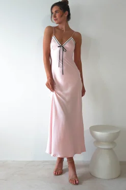 Lottie Soft Satin Slip Maxi Dress | Rose Pink
