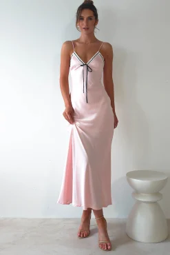 Lottie Soft Satin Slip Maxi Dress | Rose Pink