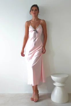 Lottie Soft Satin Slip Maxi Dress | Rose Pink