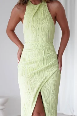 Louisa Ribbed Midaxi Dress | Lime