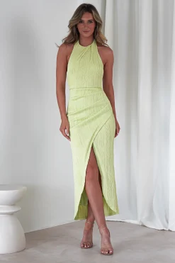 Louisa Ribbed Midaxi Dress | Lime