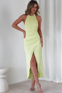 Louisa Ribbed Midaxi Dress | Lime