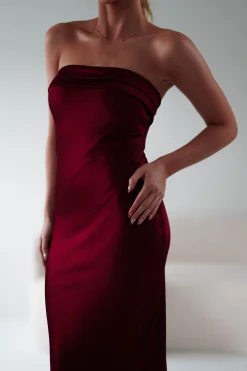 Lucia Soft Satin Slip Midi Dress | Wine