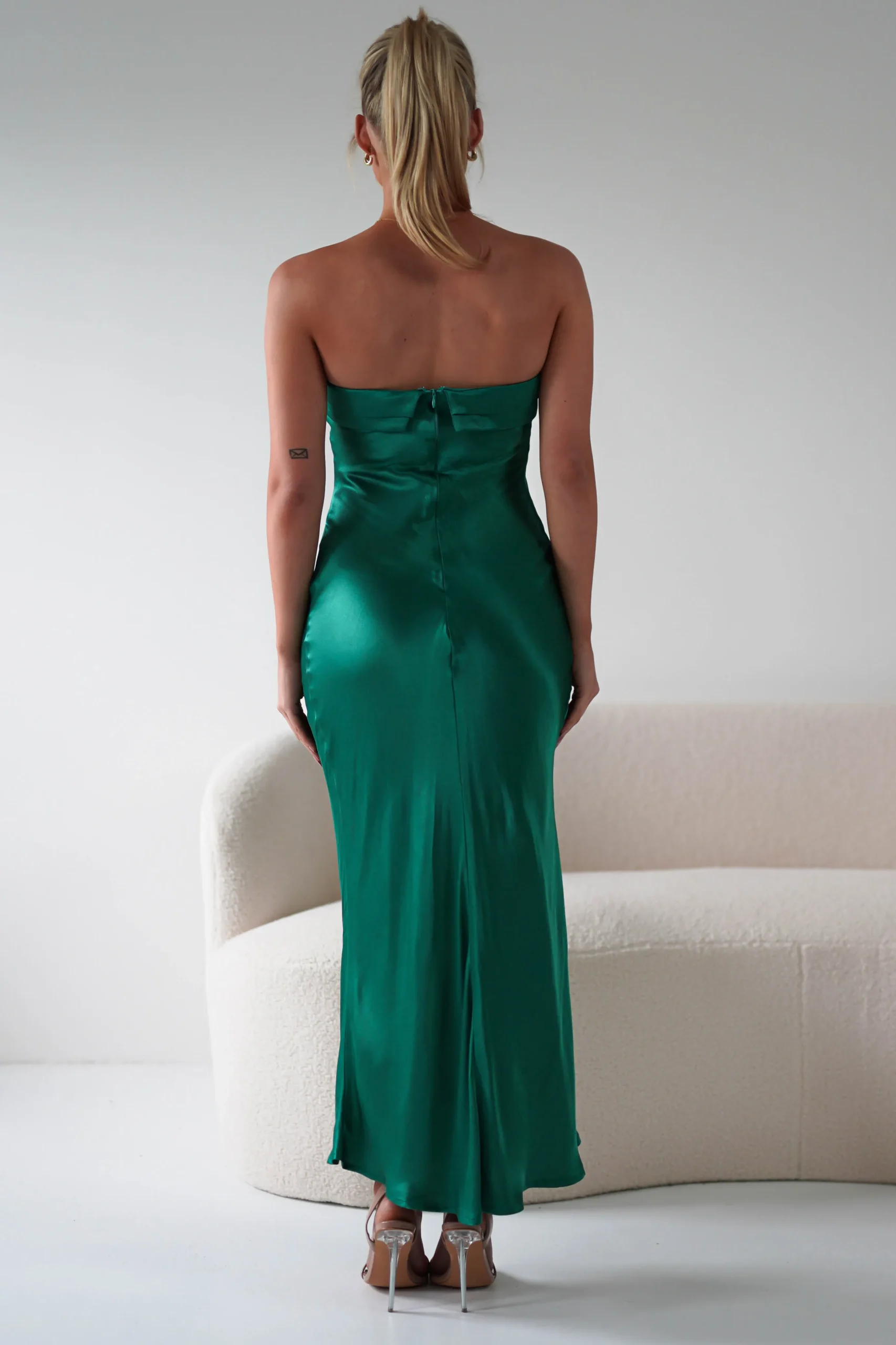 Lucia Soft Satin Slip Midi Dress | Emerald Green