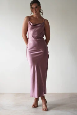 Luiza Low Back Satin Maxi Dress | Mauve
