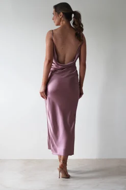 Luiza Low Back Satin Maxi Dress | Mauve