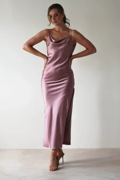 Luiza Low Back Satin Maxi Dress | Mauve