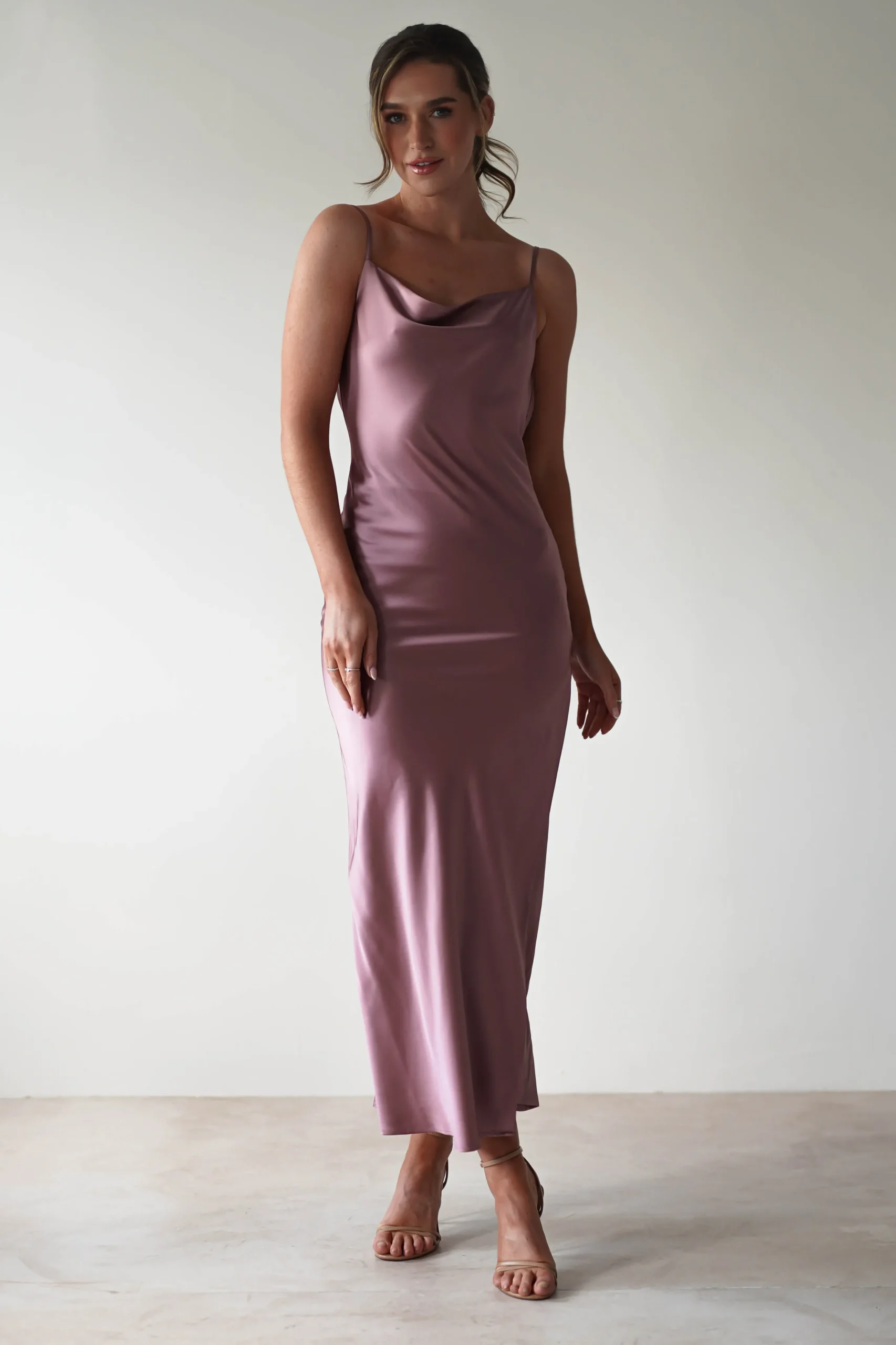 Luiza Low Back Satin Maxi Dress | Mauve