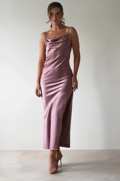 Luiza Low Back Satin Maxi Dress | Mauve