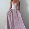 Luna Glitter Corset Aline Gown | Pink