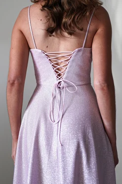 Luna Glitter Corset Aline Gown | Pink