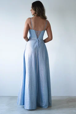 Luna Glitter Corset Aline Gown | Blue