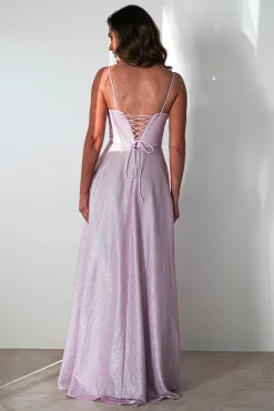 Luna Glitter Corset Aline Gown | Pink