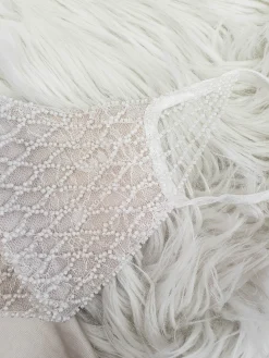 Luxury Embroidered Bridal Face Mask | Ivory