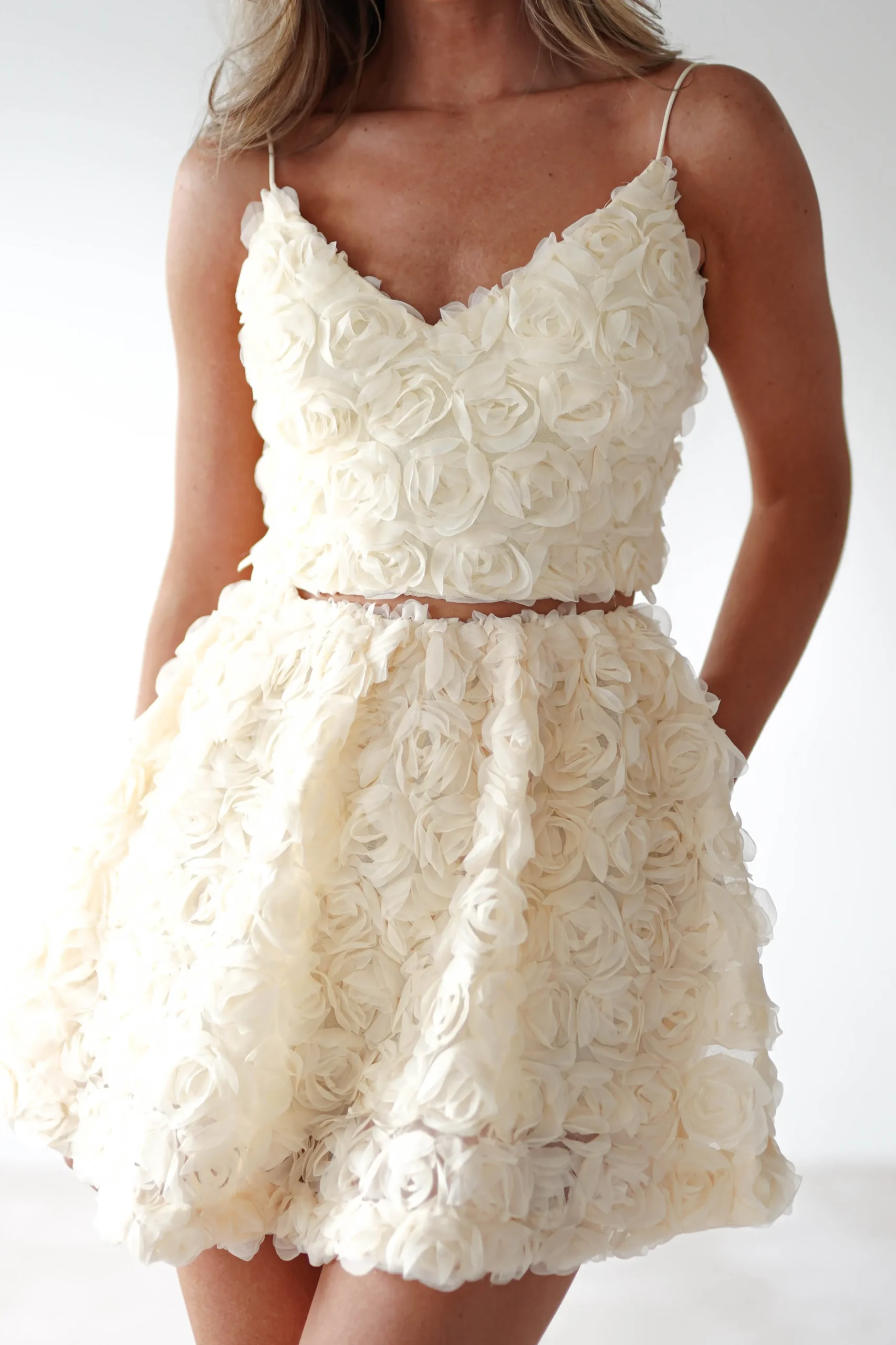 Lydia Floral-Appliqué Top & Skirt Set | Butter