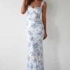 Lynelle Floral Sequin Maxi Dress | Blue/White