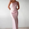 Lyra Soft Matte Satin Maxi Dress | Blush Pink